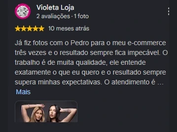 Depoimento de cliente sobre ensaio fotográfico em Vila Velha