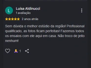 Cliente elogiando atendimento e resultado do ensaio